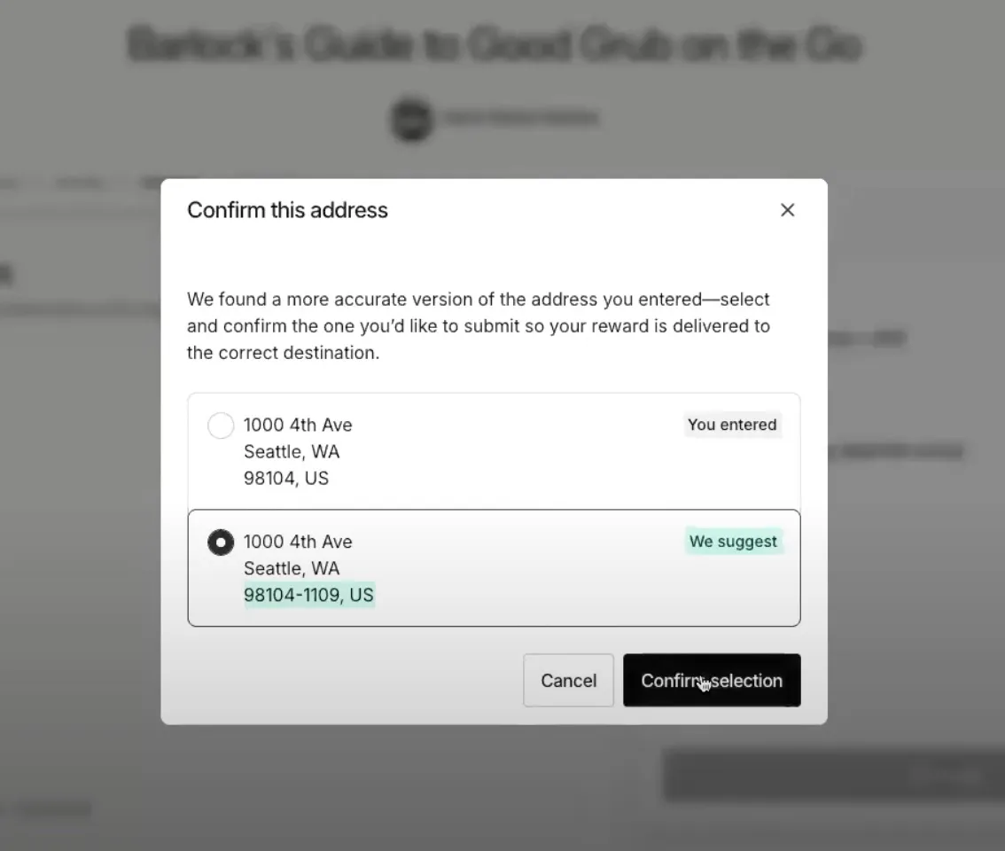 Address Confirmation