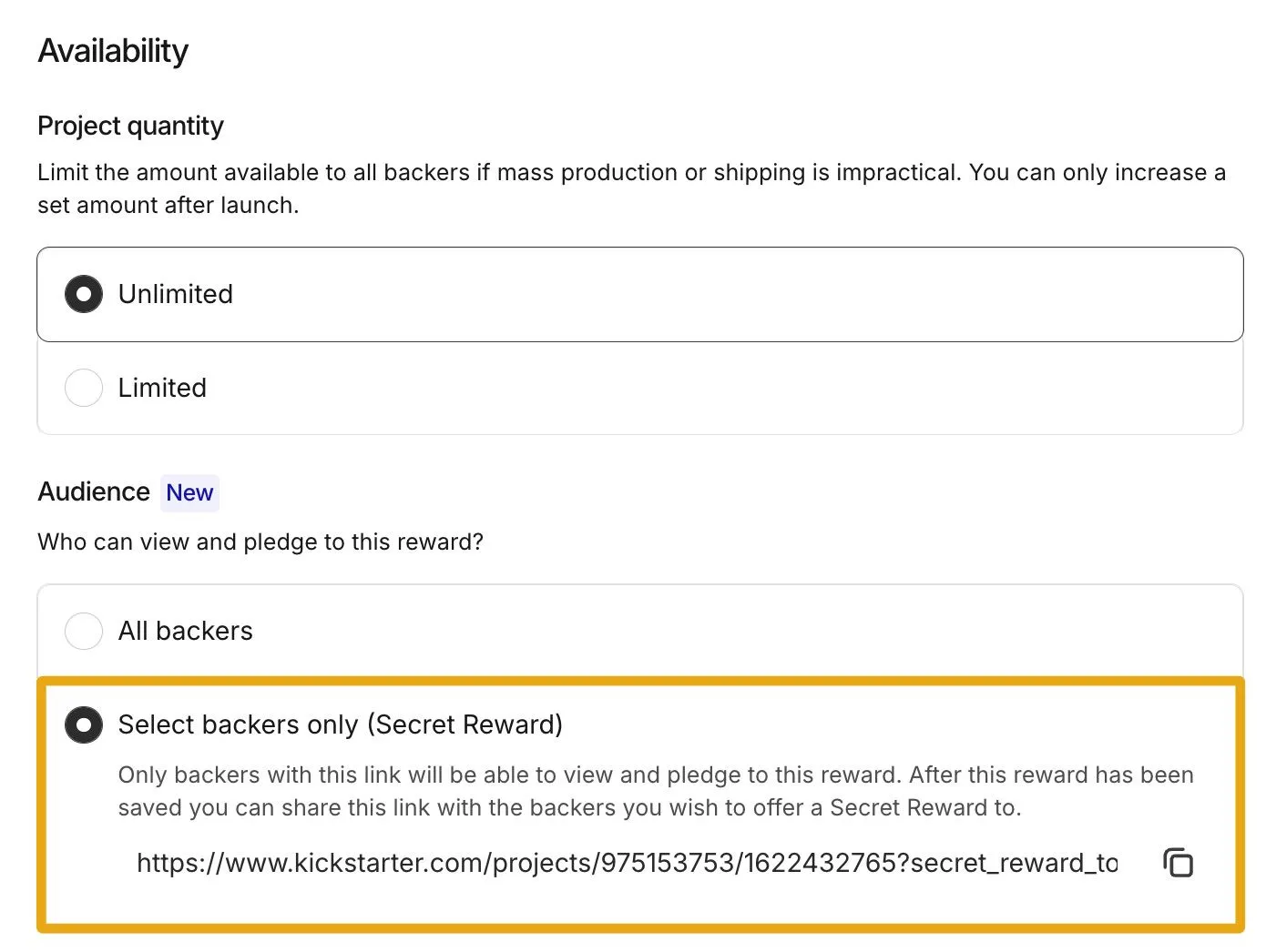 Audience Secret Rewards Kickstarter