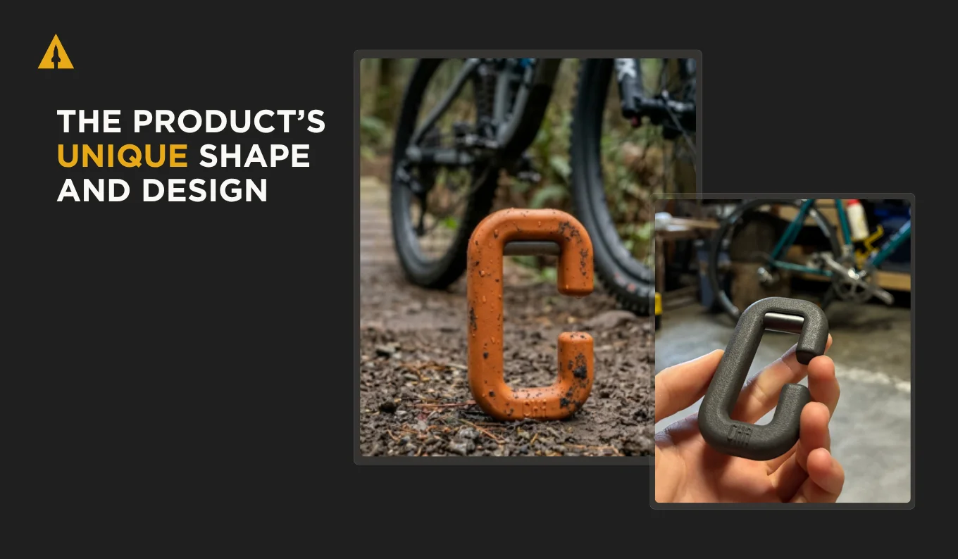 The CHA applicator's hook shape, shown on a trail and in hand