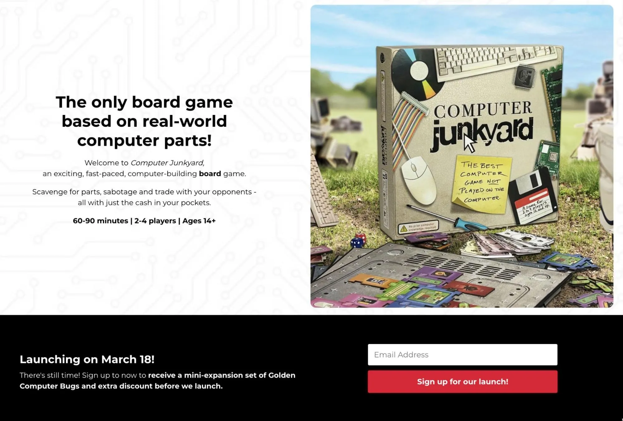 computer junkyard landing page kickstarter
