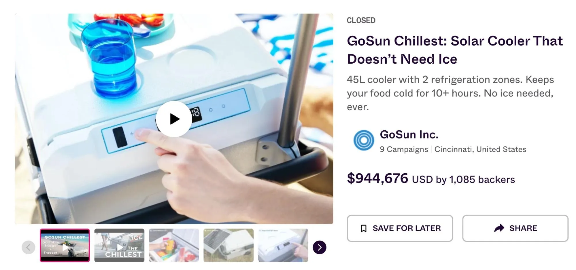 gosun chillest indiegogo campaign launchboom