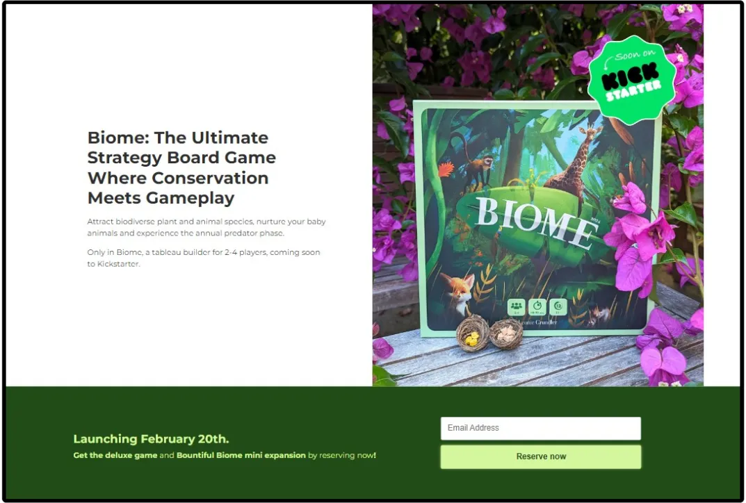Landing Page Biome
