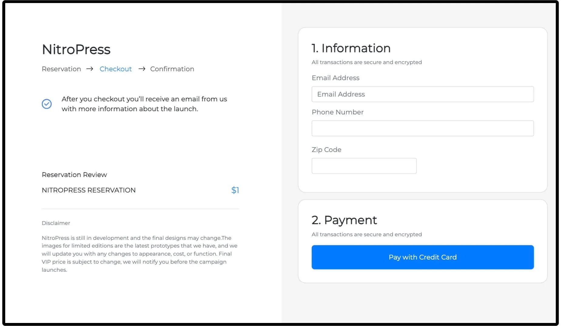 Nitropress Checkout