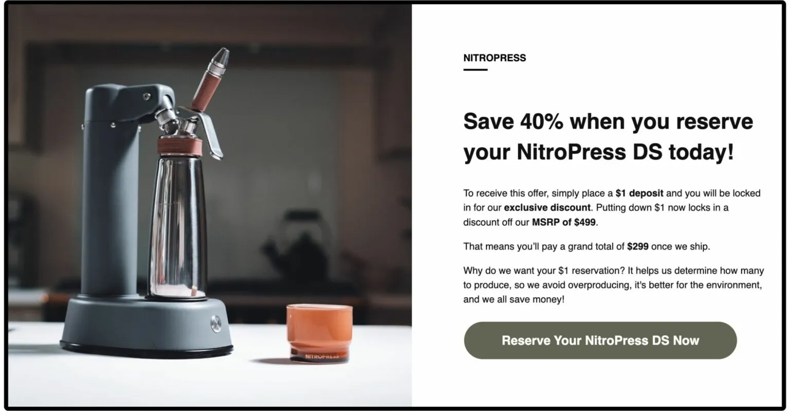 nitropress reservation page
