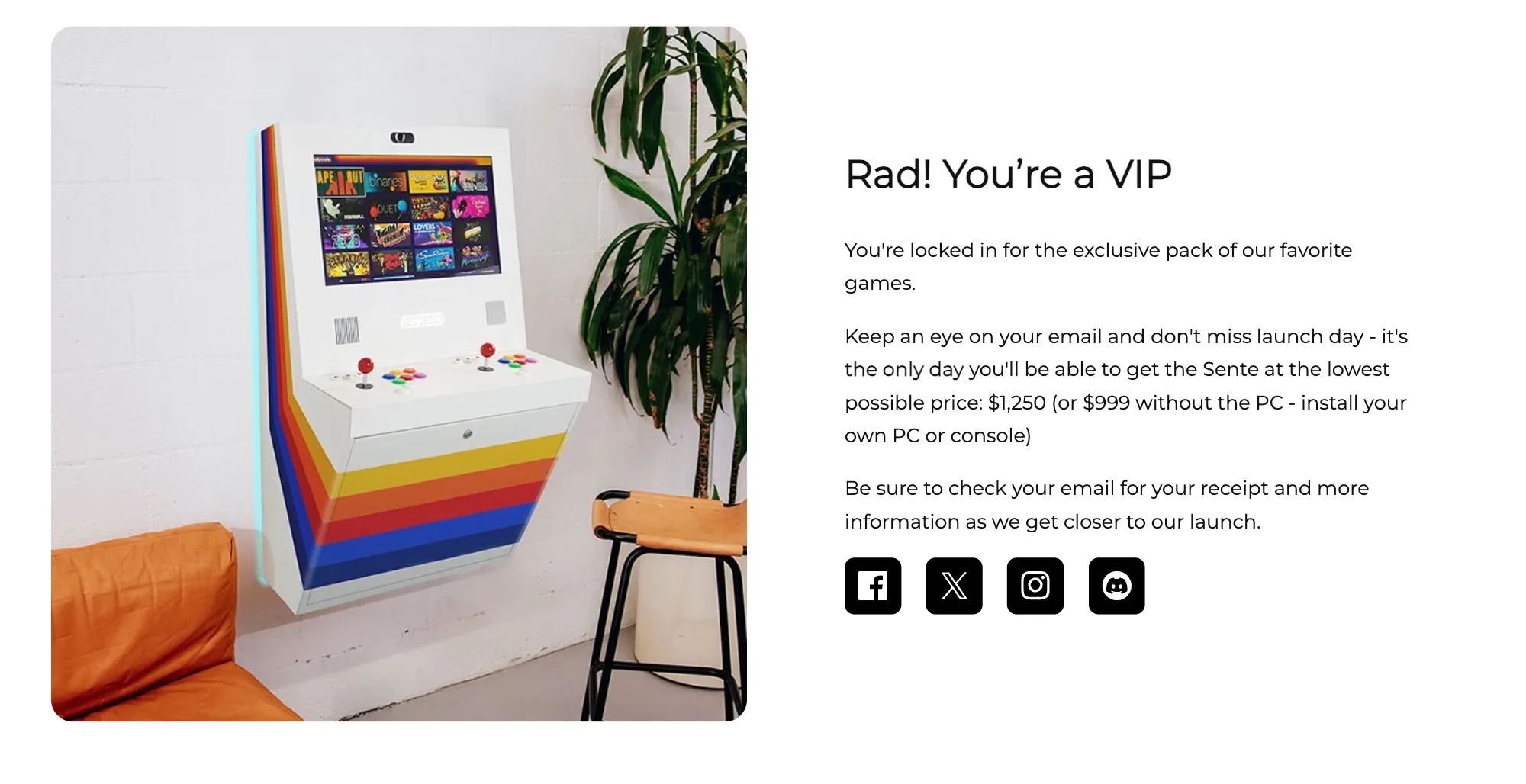 polycade thank you page kickstarter