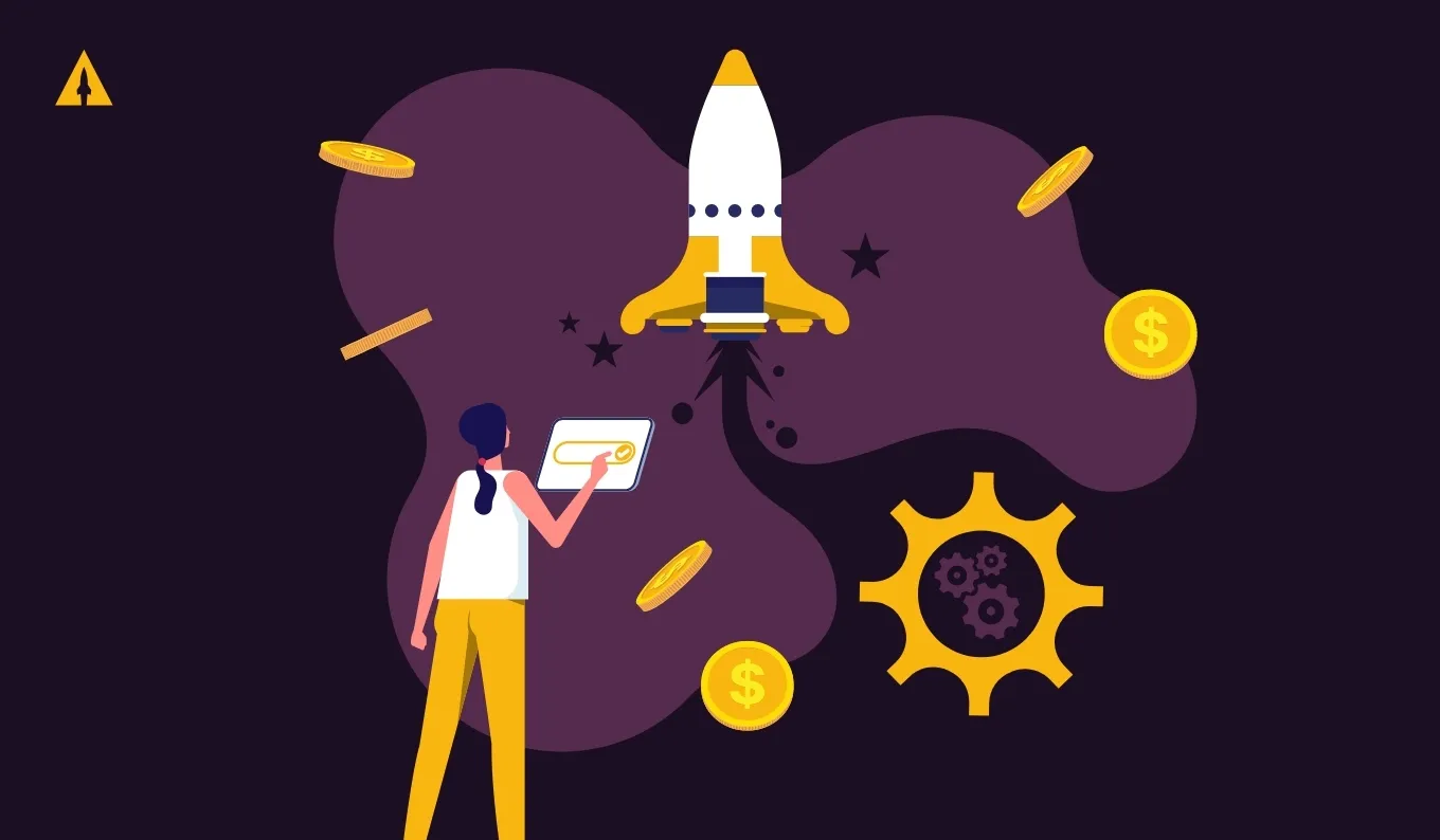 A rocket representing a Kickstarter launch