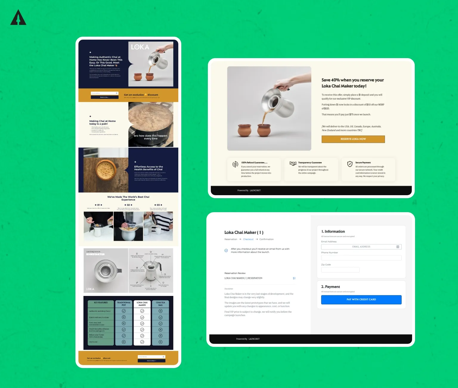 Loka Chai Reservation Funnel LaunchBoom