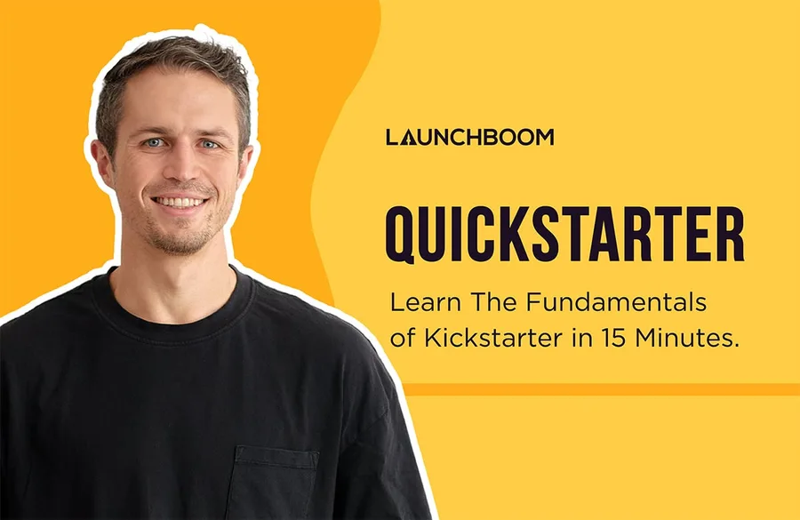 Mark Pecota next to the LaunchBoom Quickstarter guide cover
