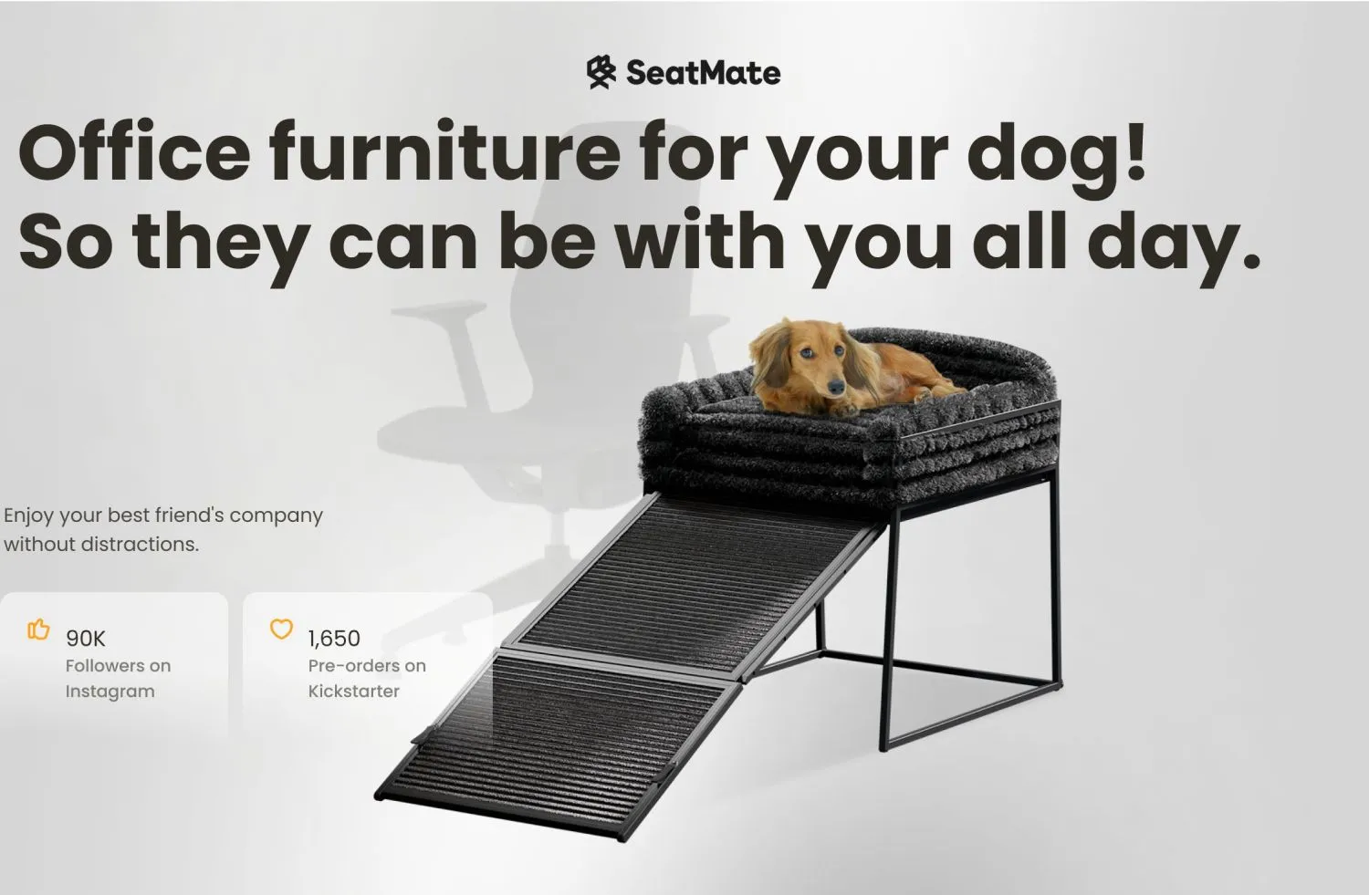 SEATMATE dog ramp ottoman beside a desk