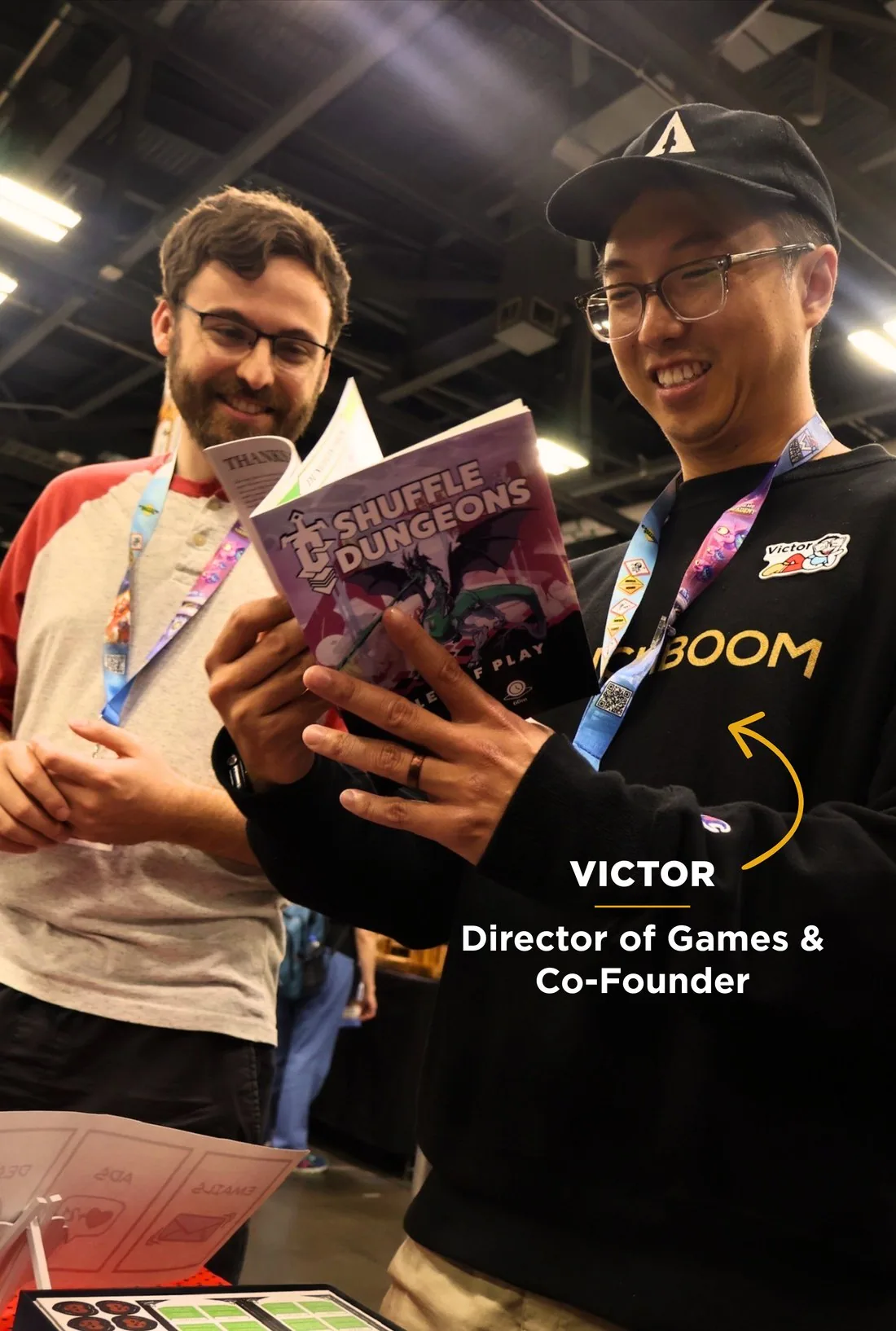 Victor, Director of Games and Co-Founder at LaunchBoom, at a tabletop convention