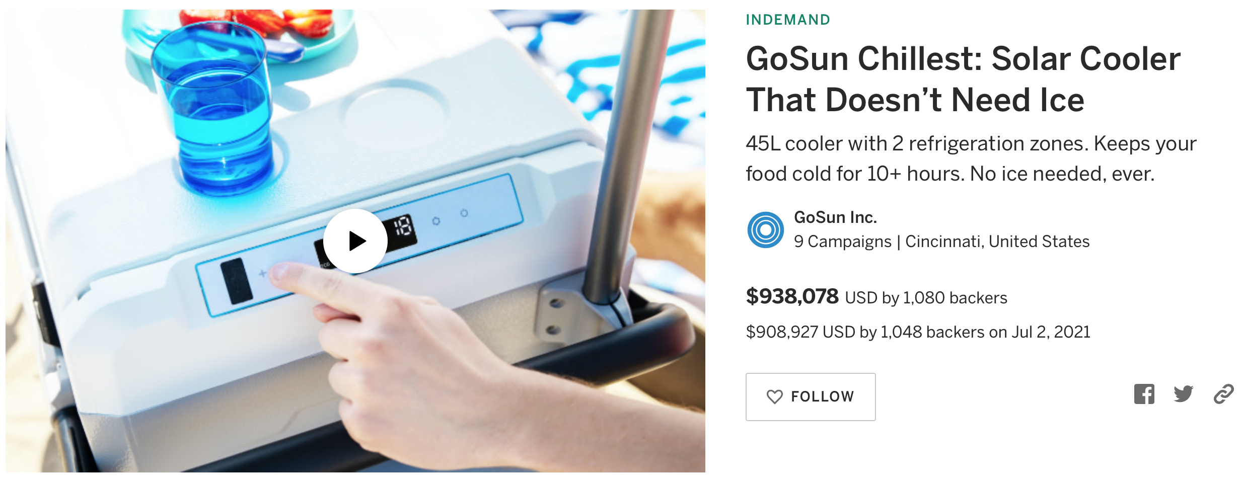 How we raised $938,078 for GoSun Chillest on Indiegogo [CASE STUDY]