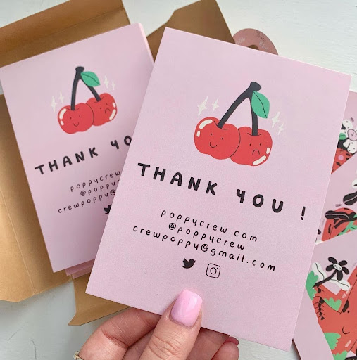 Thank you cards included in ecommerce package