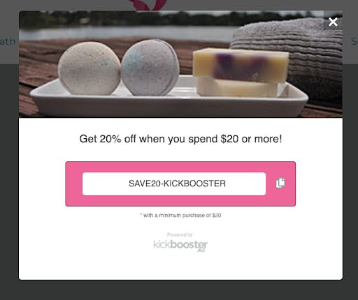 Example of a Kickbooster discount code
