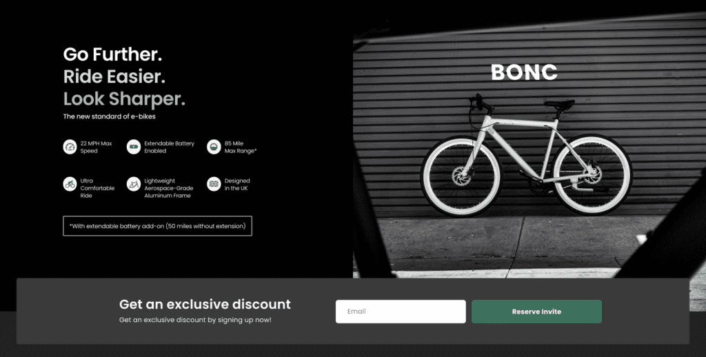 bonc bike best performing landing page