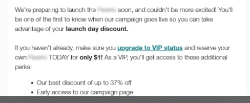 VIP email sequence call to action
