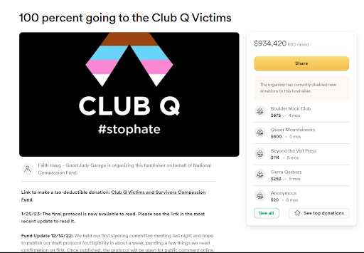 Club Q Victims campaign on GoFundMe