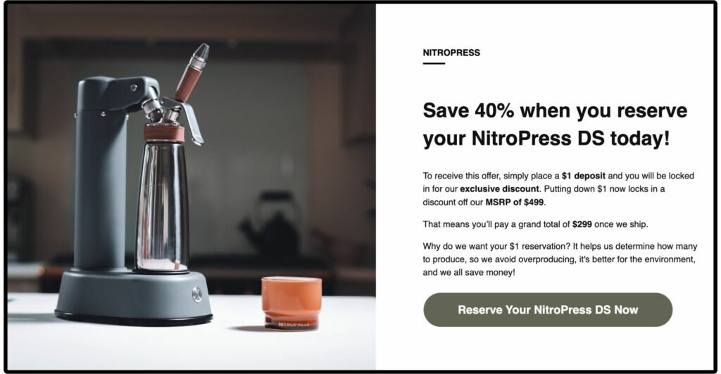 NitroPress Reservation Funnel