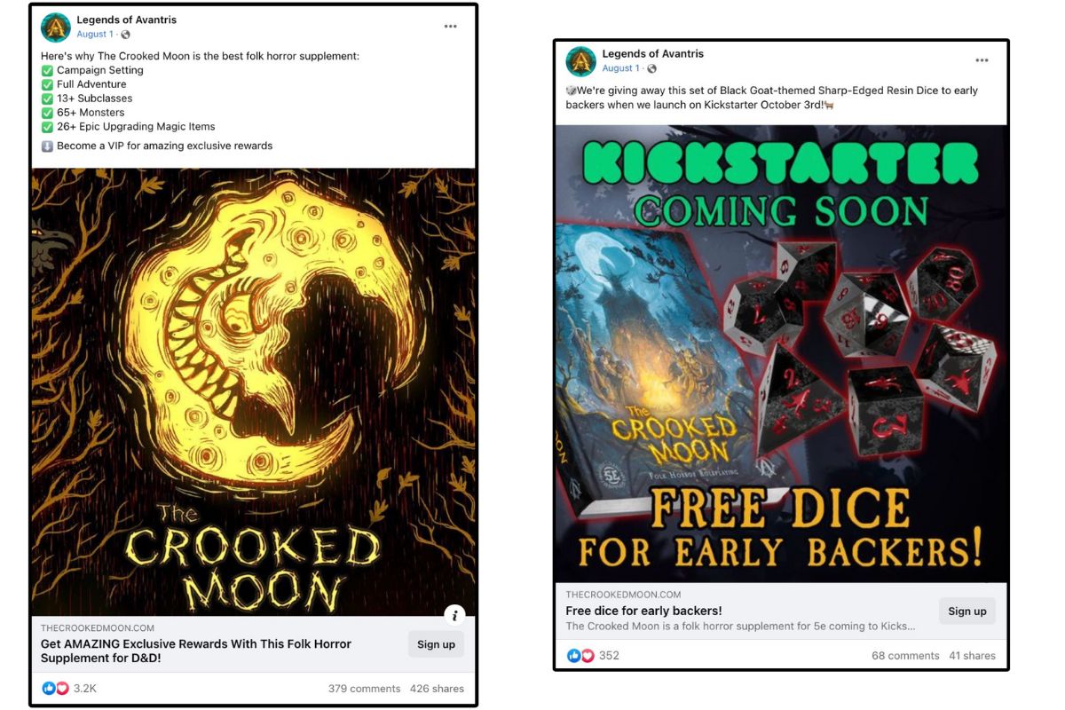 The Crooked Moon Meta Ads