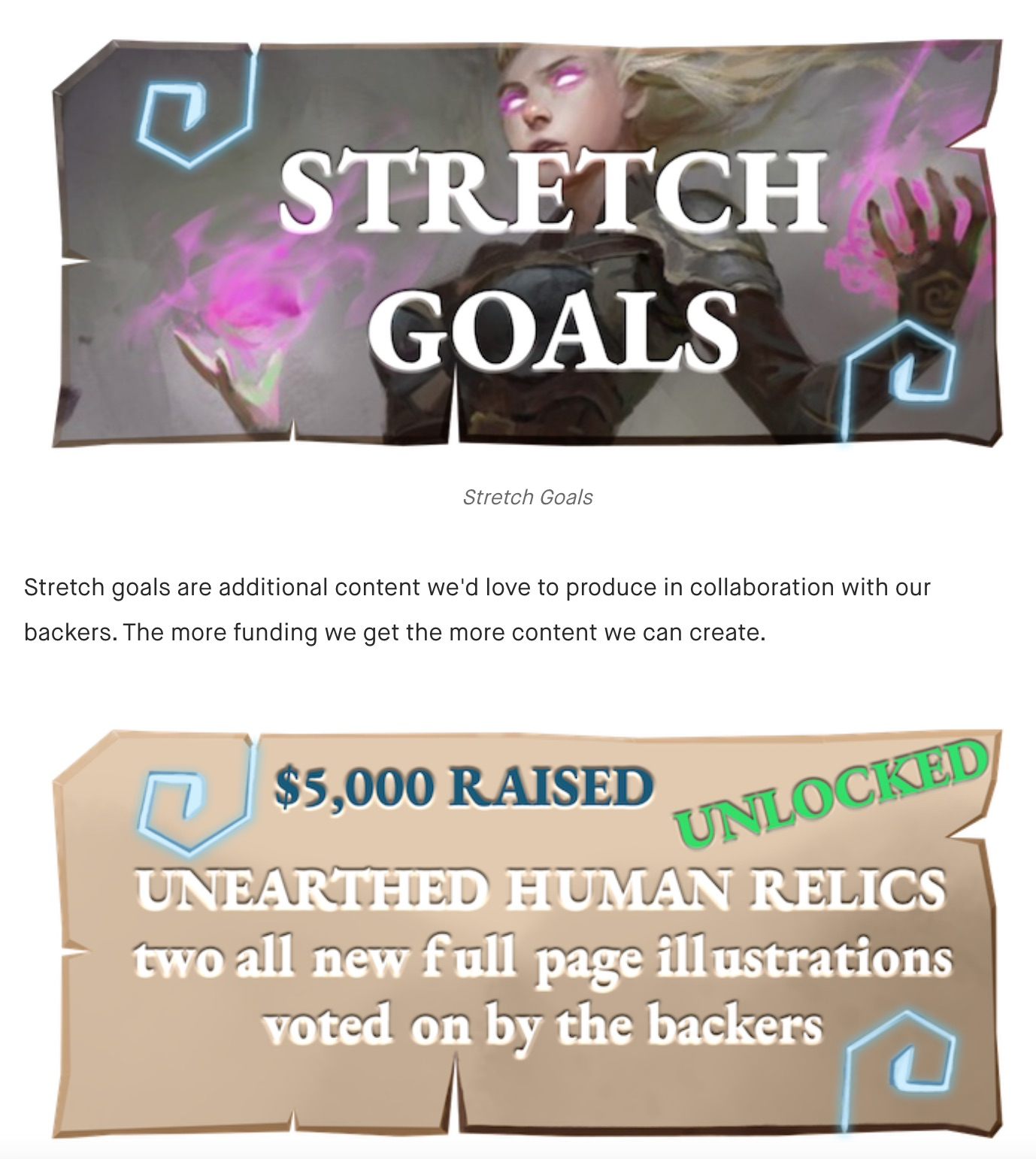 an example of a stretch goal idea to illustrate how it works from the Creed’s Codex campaign with illustrations that will be released if the campaign reaches $5000.