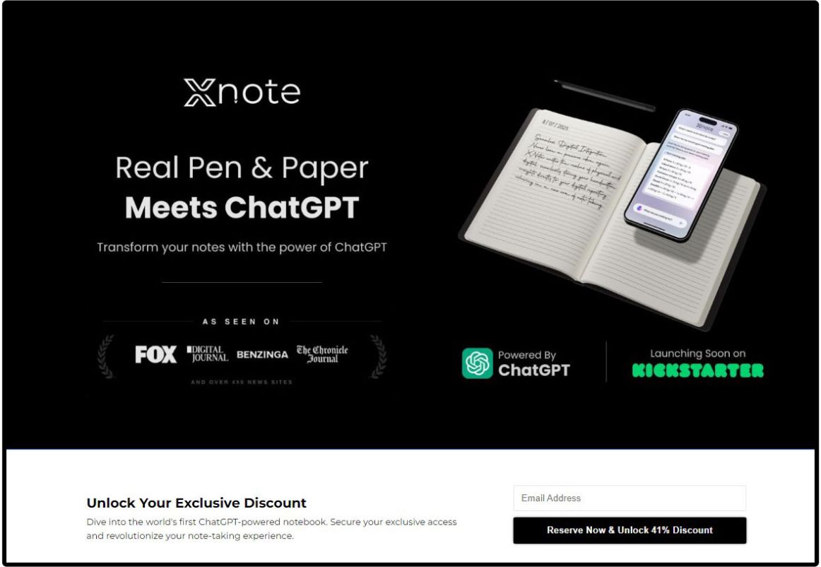 XNote LaunchKit Landing Page