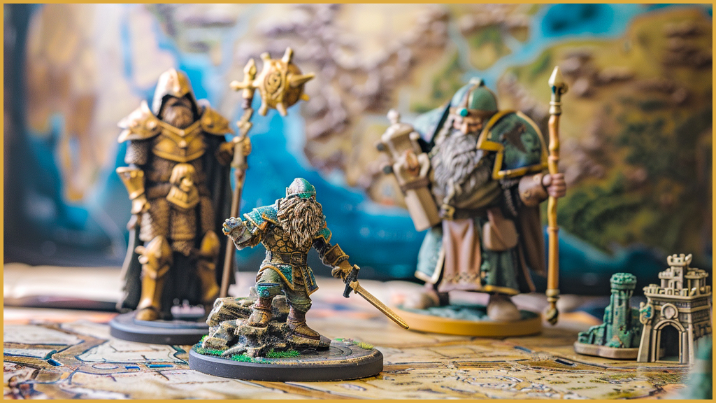 A close up shot of some table top game miniatures.