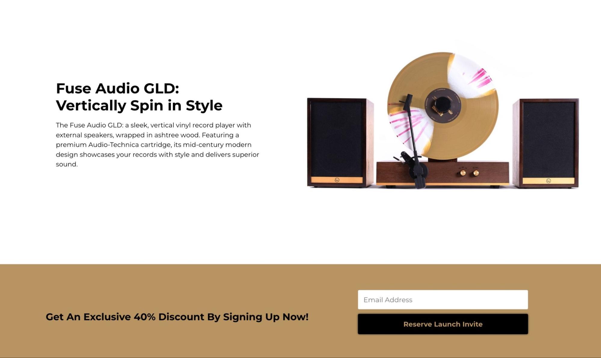 Fuse Audio GLD landing page