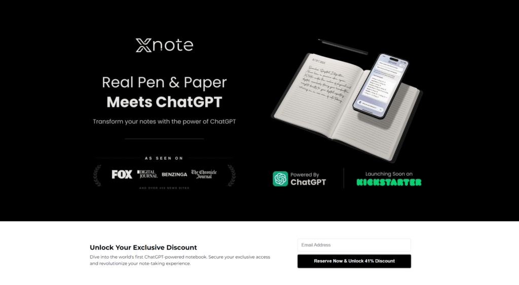 Xnote landing page